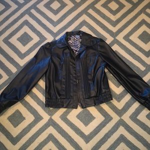 New direction black pleather zip up jacket